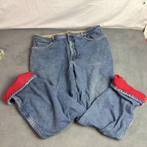 Duluth Trading Jeans Mens 40x30 Blue Fleece Lined Workwear Winter Warm Denim